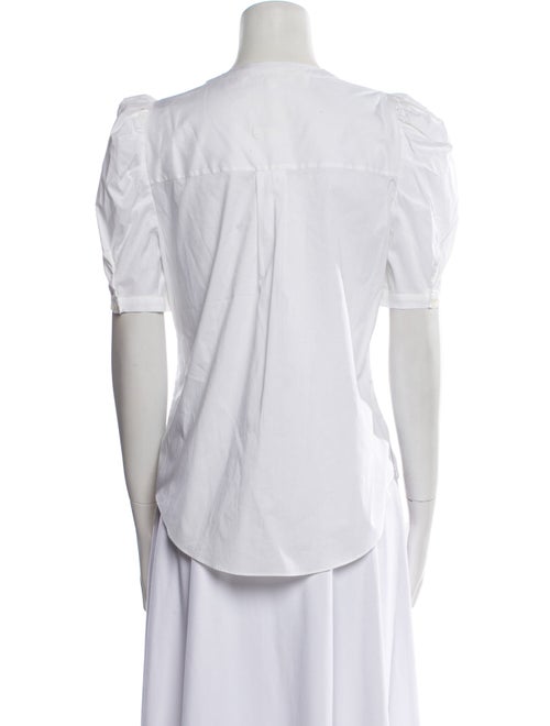 Veronica Beard V-Neck Short Sleeve Button-Up Top