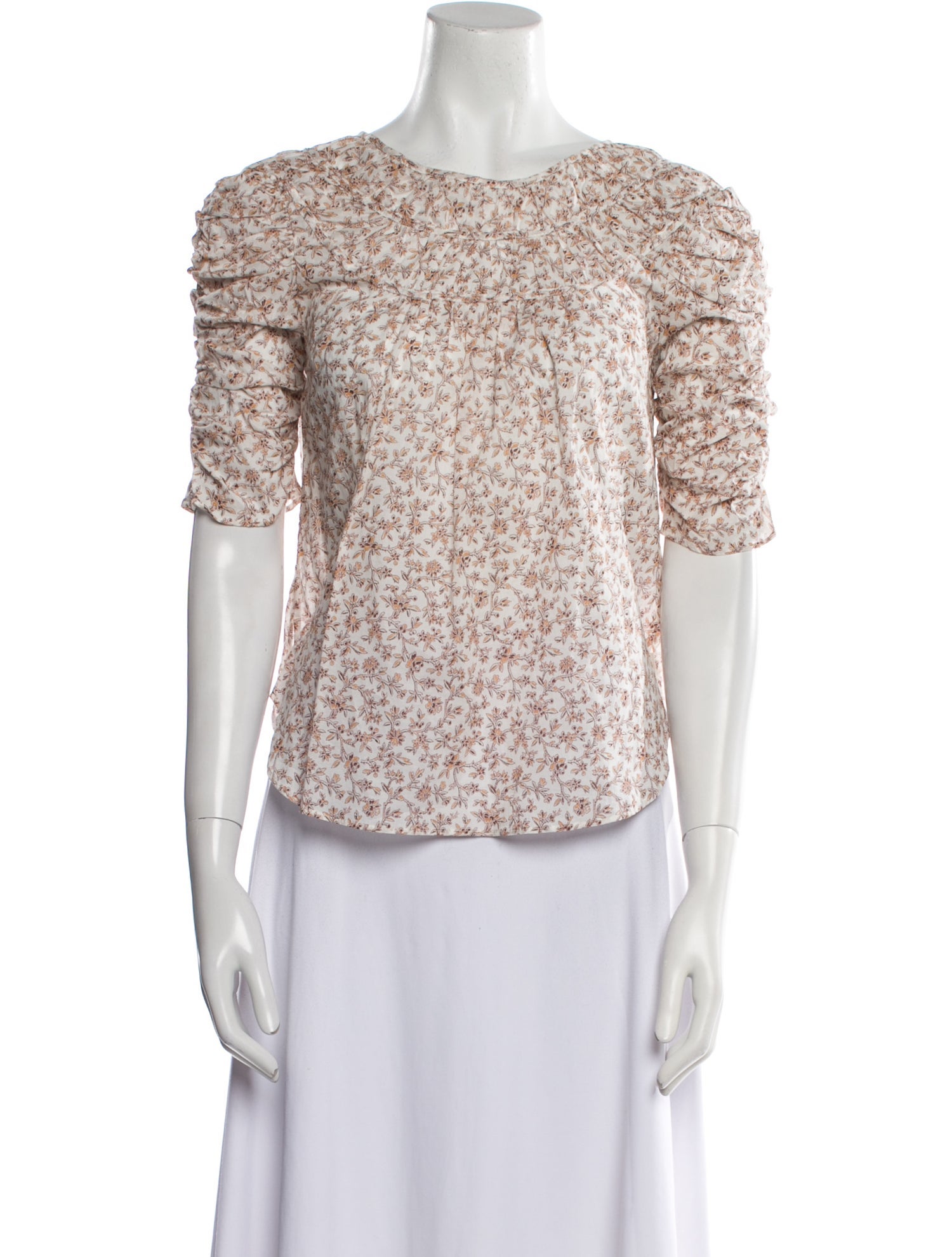 Veronica Beard Floral Print Crew Neck Blouse