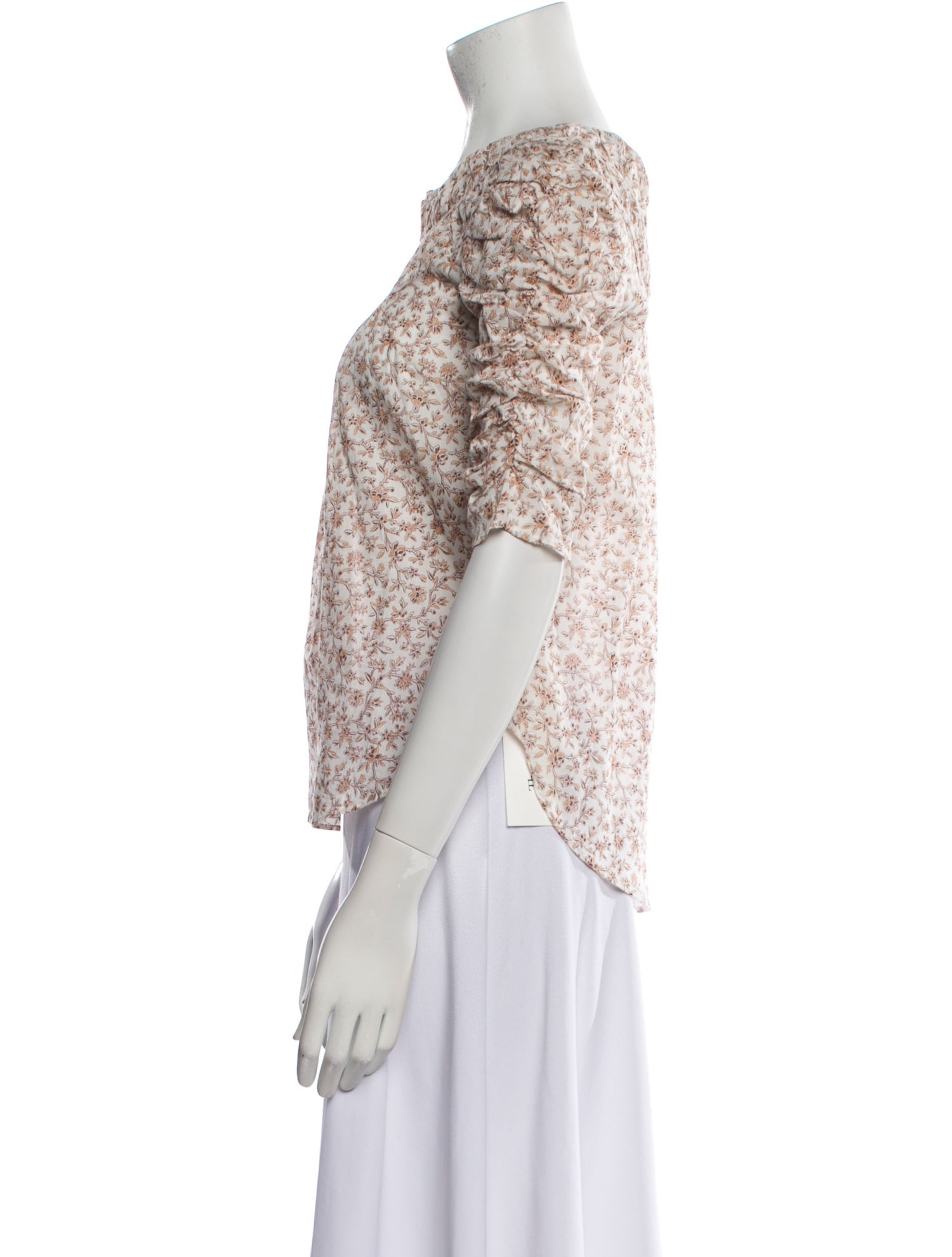 Veronica Beard Floral Print Crew Neck Blouse