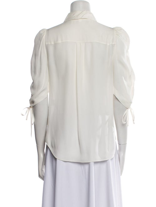 Veronica Beard Silk Three-Quarter Sleeve Button-Up Top