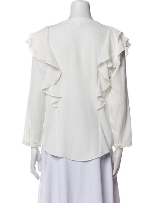 Veronica Beard V-Neck Long Sleeve Button-Up Top