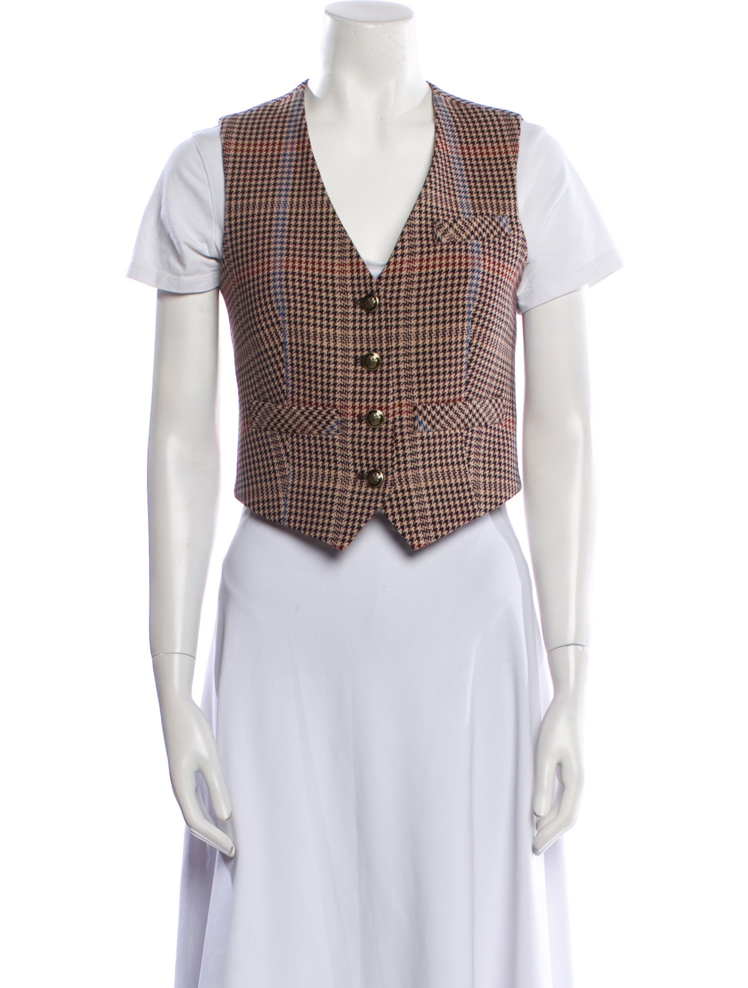 Veronica Beard Houndstooth Print Vest