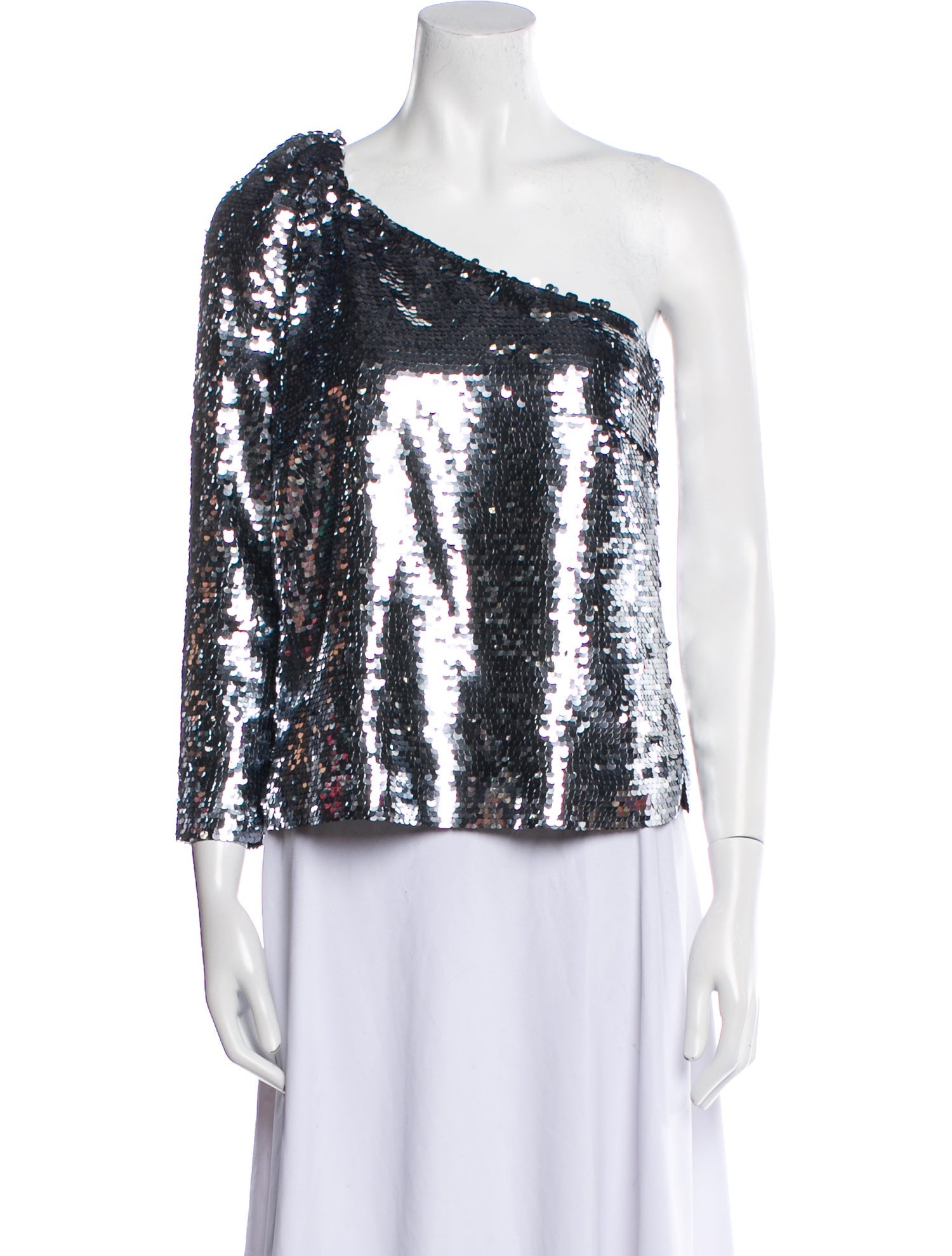 Veronica Beard One-Shoulder Three-Quarter Sleeve Top