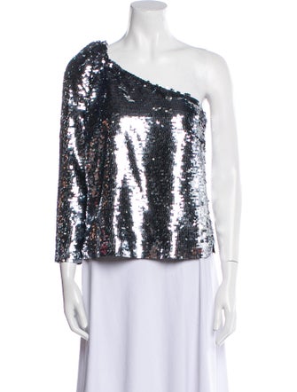 Veronica Beard One-Shoulder Three-Quarter Sleeve Top