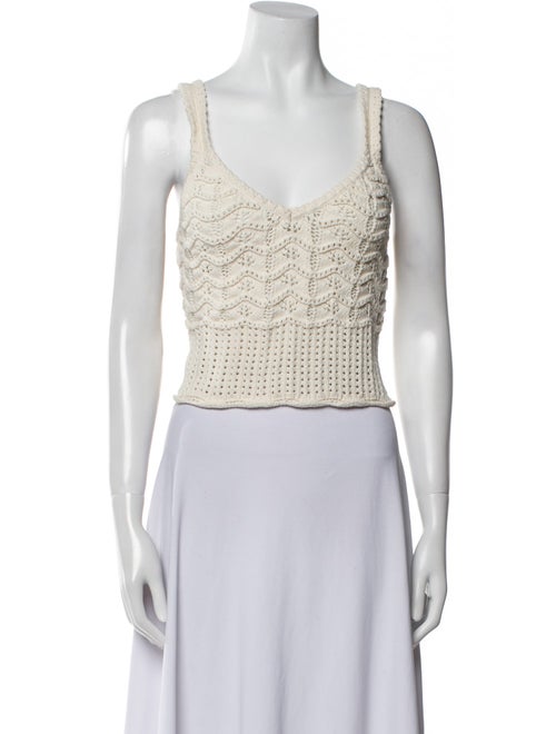 Veronica Beard Printed V-Neck Crop Top