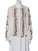 Veronica Beard Printed V-Neck Button-Up Top
