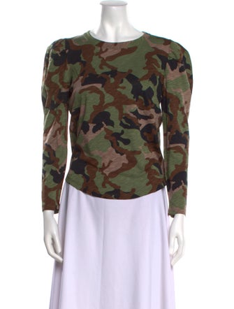 Veronica Beard Camouflage Print Scoop Neck Blouse