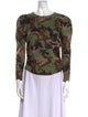 Veronica Beard Camouflage Print Scoop Neck Blouse