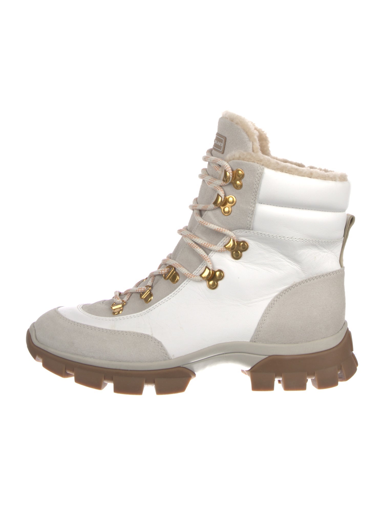 Veronica Beard Leather Colorblock Pattern Lace-Up Boots