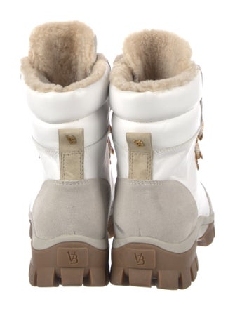 Veronica Beard Leather Colorblock Pattern Lace-Up Boots