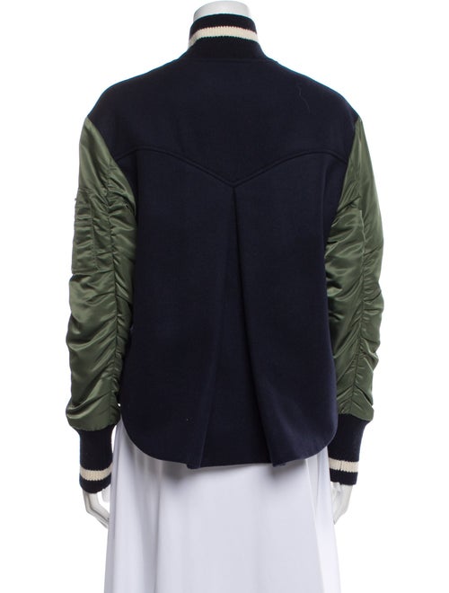 Veronica Beard Virgin Wool Colorblock Pattern Bomber Jacket