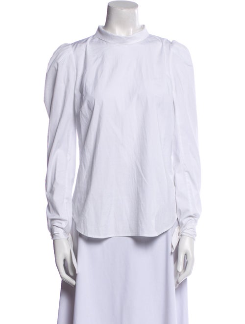 Veronica Beard Mock Neck Long Sleeve Button-Up Top