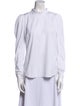 Veronica Beard Mock Neck Long Sleeve Button-Up Top