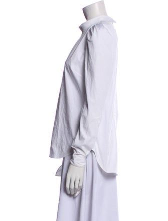 Veronica Beard Mock Neck Long Sleeve Button-Up Top