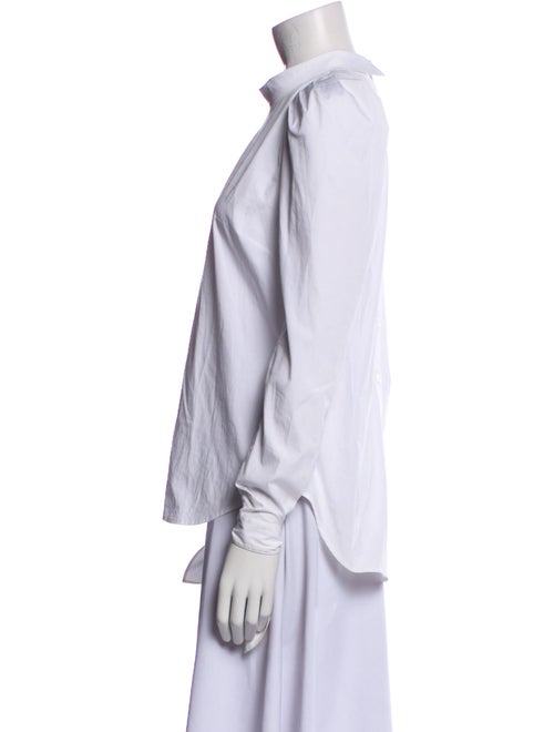 Veronica Beard Mock Neck Long Sleeve Button-Up Top