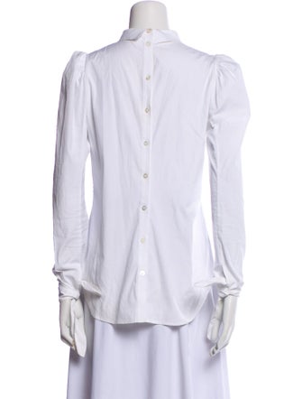 Veronica Beard Mock Neck Long Sleeve Button-Up Top