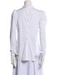 Veronica Beard Mock Neck Long Sleeve Button-Up Top