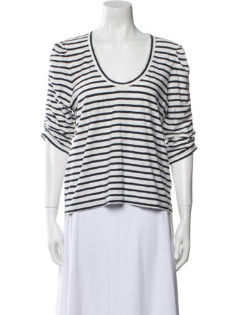Veronica Beard Striped Scoop Neck T-Shirt