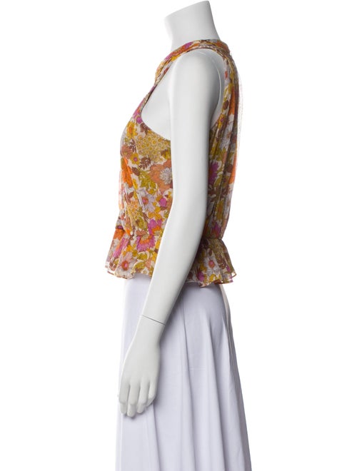 Veronica Beard Silk Floral Print Crop Top