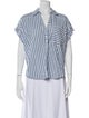 Veronica Beard Striped V-Neck Button-Up Top