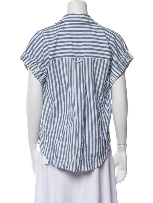 Veronica Beard Striped V-Neck Button-Up Top