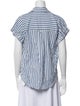 Veronica Beard Striped V-Neck Button-Up Top