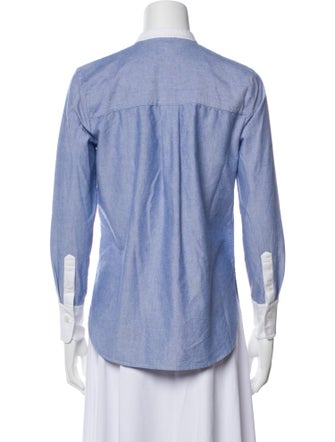 Veronica Beard Mock Neck Three-Quarter Sleeve Button-Up Top