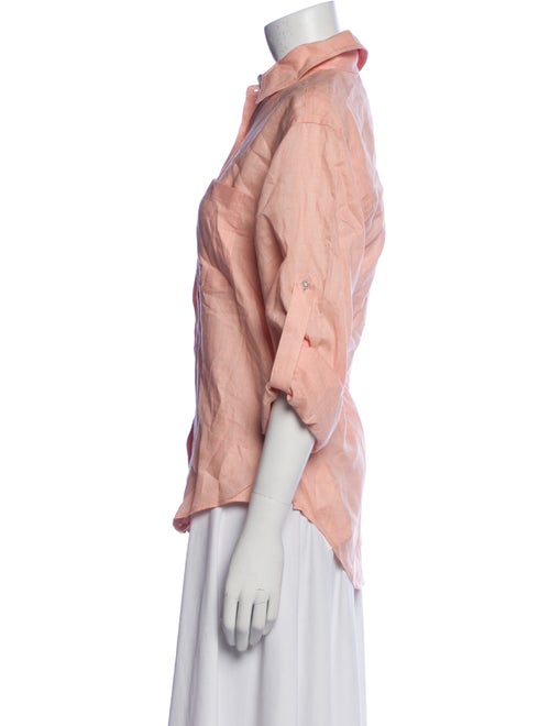 Veronica Beard Linen Three-Quarter Sleeve Button-Up Top