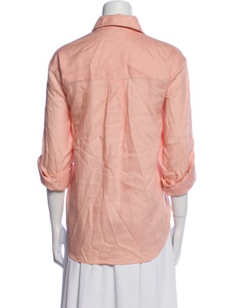 Veronica Beard Linen Three-Quarter Sleeve Button-Up Top