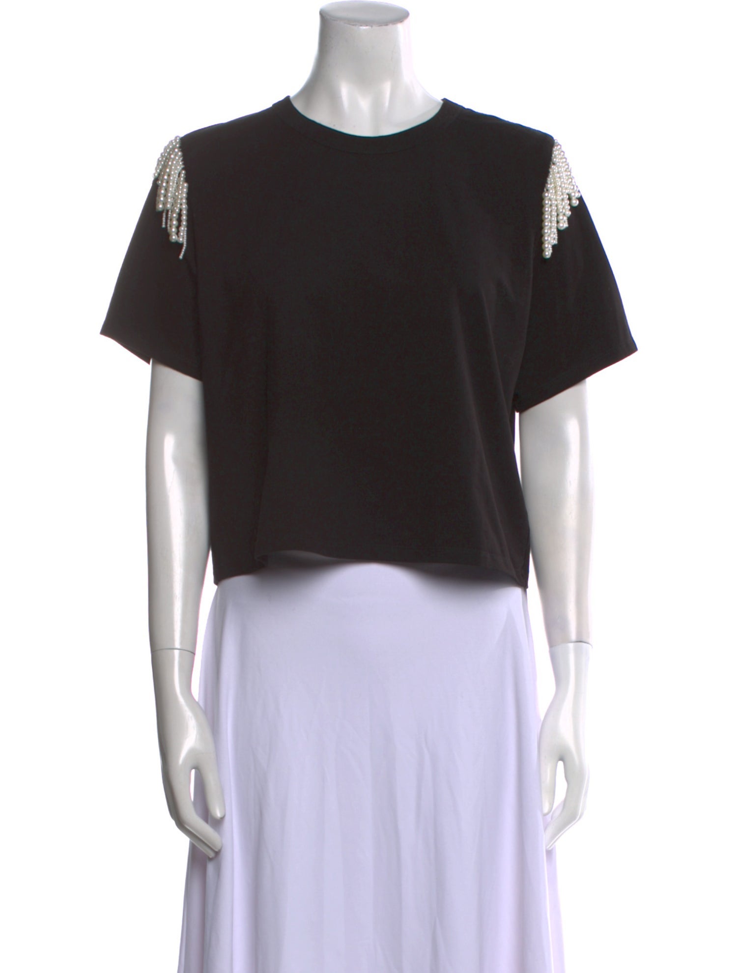 Veronica Beard Crew Neck Short Sleeve Crop Top