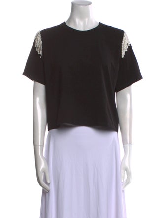 Veronica Beard Crew Neck Short Sleeve Crop Top