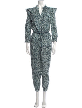 Veronica Beard Printed V-Neck Jumpsuit