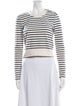 Veronica Beard Striped Crew Neck Crop Top