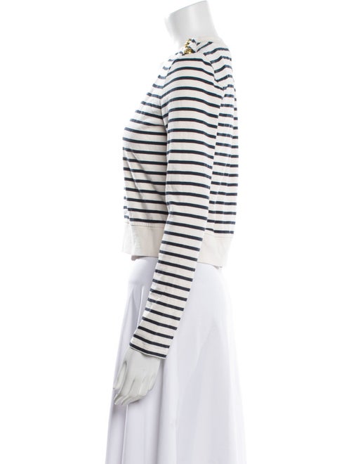 Veronica Beard Striped Crew Neck Crop Top