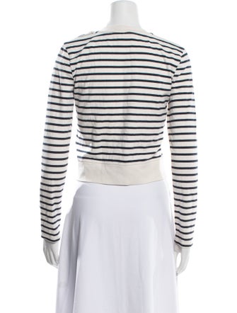 Veronica Beard Striped Crew Neck Crop Top