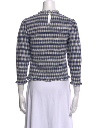 Veronica Beard Plaid Print Mock Neck Crop Top