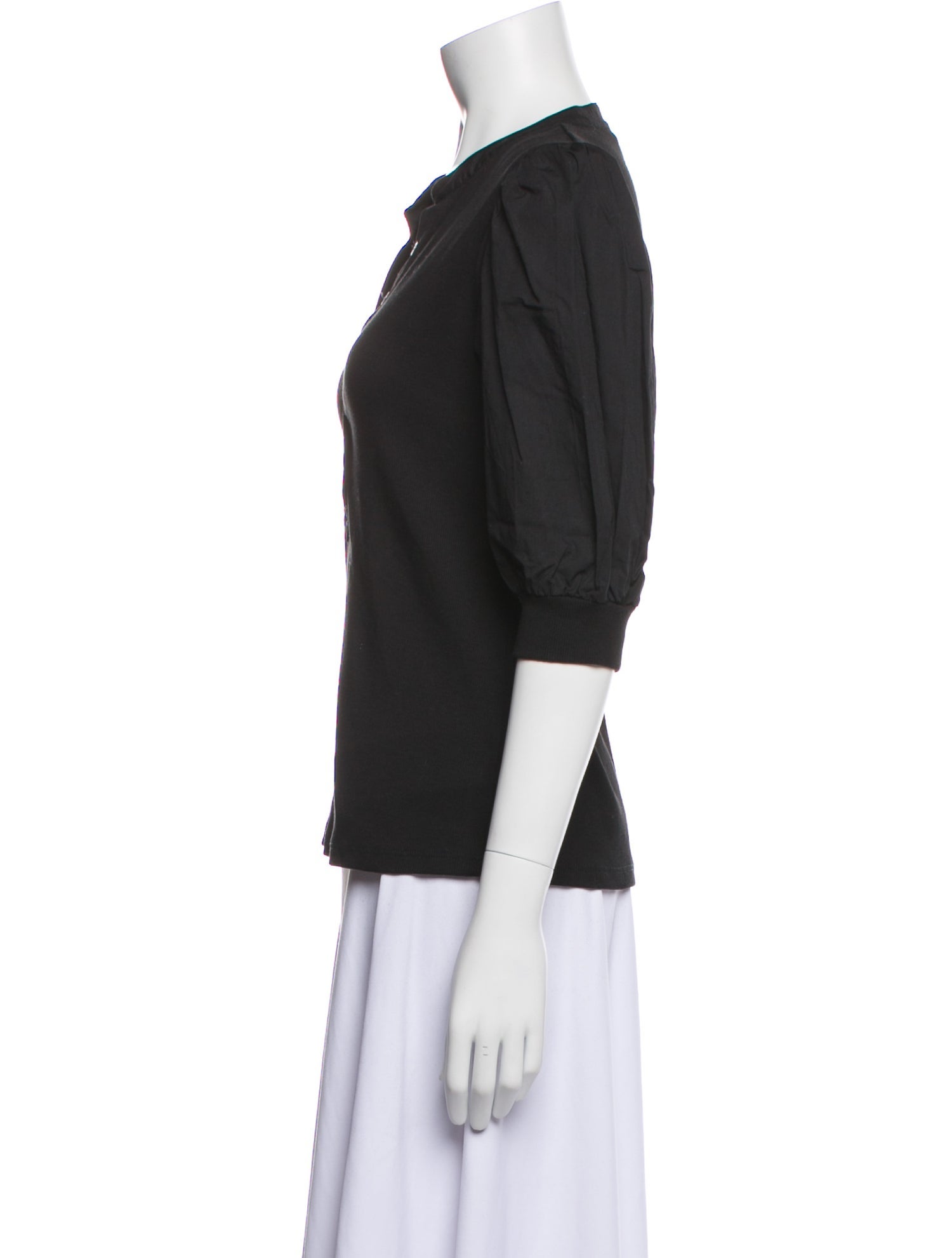 Veronica Beard V-Neck Three-Quarter Sleeve Polo