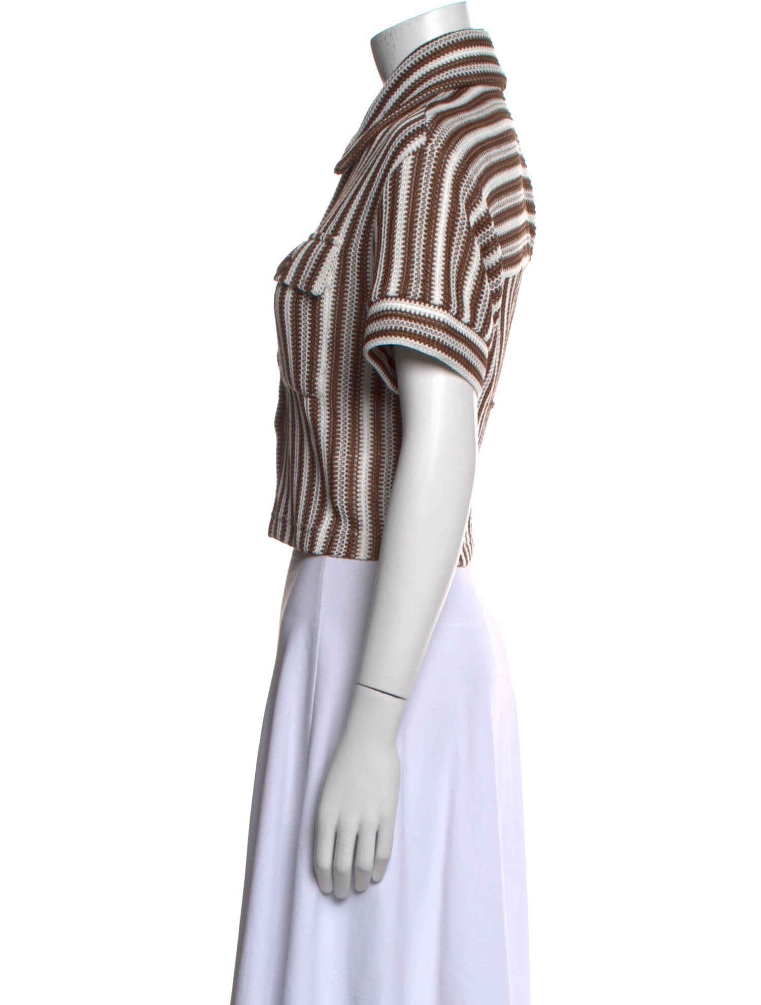 Veronica Beard Striped Short Sleeve Crop Top