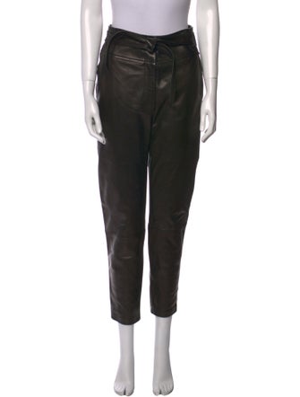 Veronica Beard Lamb Leather Straight Leg Pants