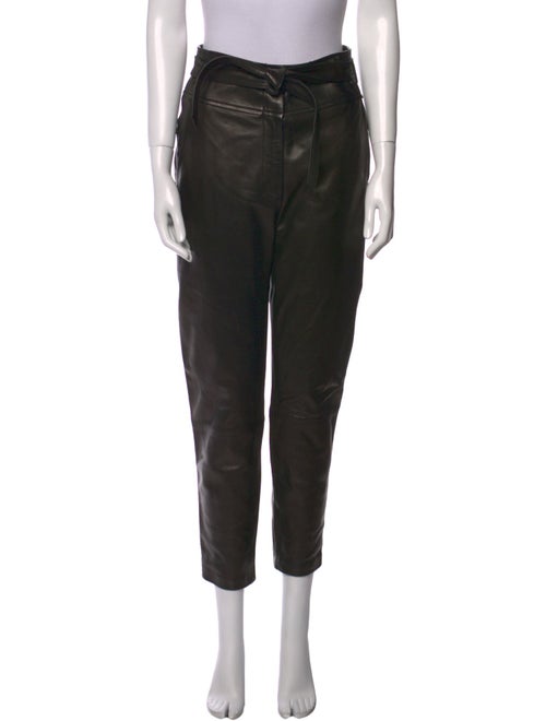 Veronica Beard Lamb Leather Straight Leg Pants