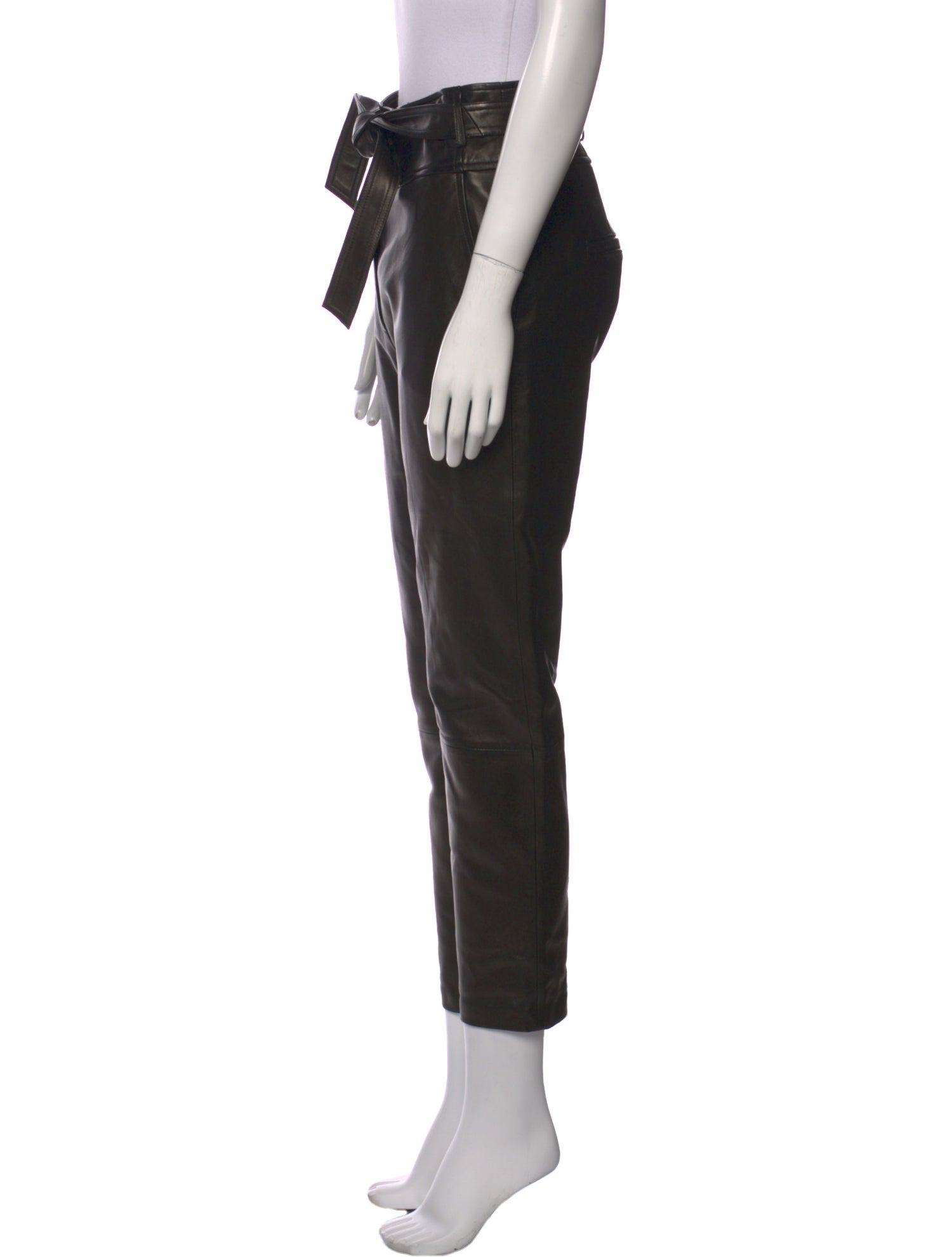Veronica Beard Lamb Leather Straight Leg Pants