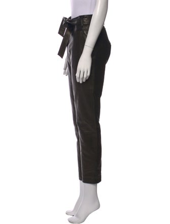 Veronica Beard Lamb Leather Straight Leg Pants