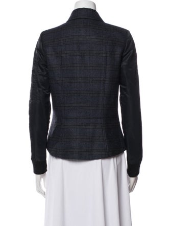 Veronica Beard Virgin Wool Plaid Print Denim Jacket