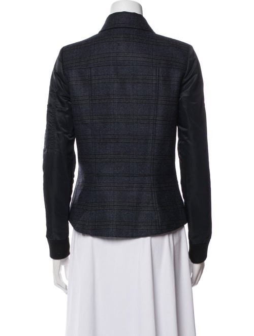 Veronica Beard Virgin Wool Plaid Print Denim Jacket