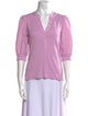 Veronica Beard V-Neck Three-Quarter Sleeve Polo