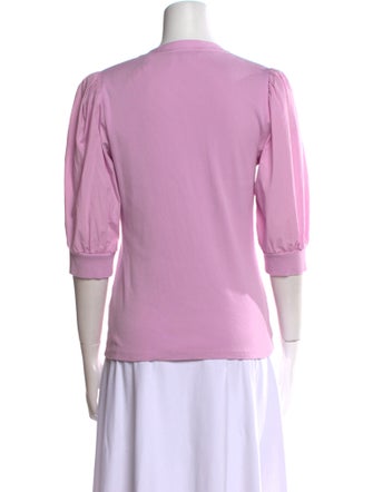 Veronica Beard V-Neck Three-Quarter Sleeve Polo