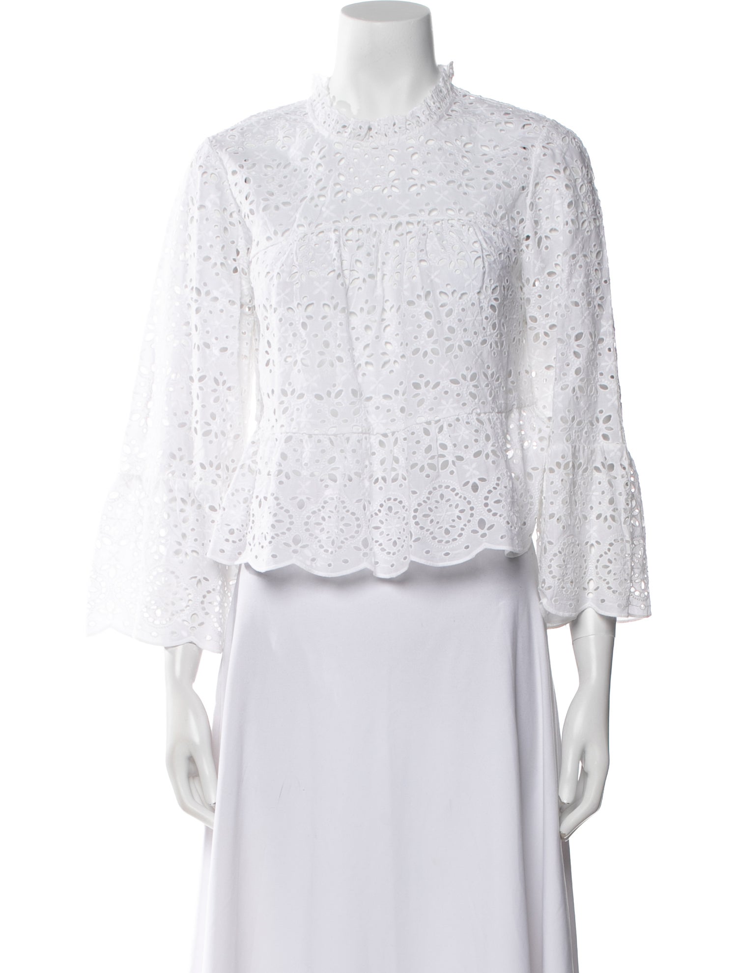 Veronica Beard Lace Pattern Mock Neck Crop Top w/ Tags