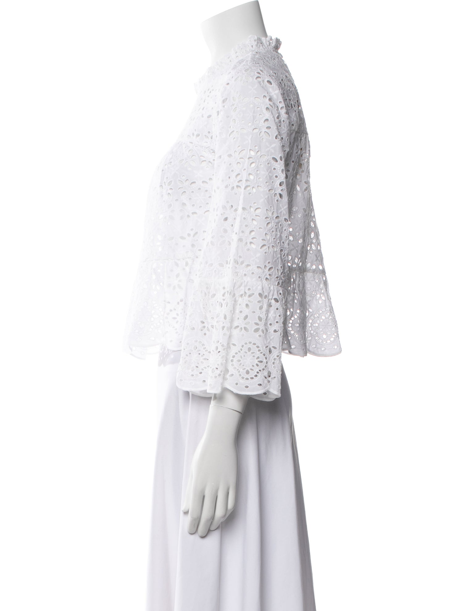 Veronica Beard Lace Pattern Mock Neck Crop Top w/ Tags