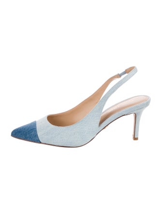 Veronica Beard Suede Colorblock Pattern Slingback Pumps