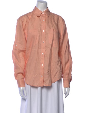 Veronica Beard Linen Long Sleeve Button-Up Top